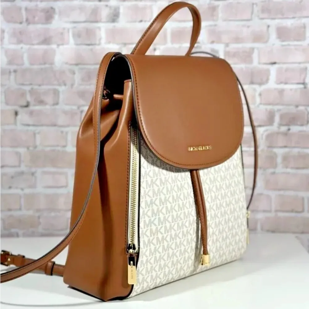 MICHAEL KORS PHOEBE MEDIUM DRAWSTRING BACKPACK SHOULDER BAG Vanilla NWT